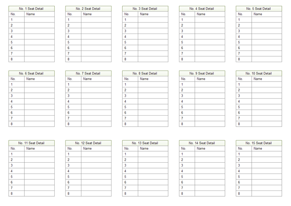 Wedding Seating Chart Template 8 Per Table