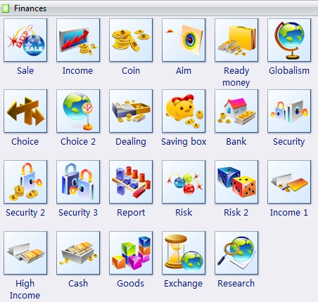 The following finance clip art template contains some finance shapes such as