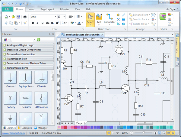 Free electronic circuit diagram/schematic drawing software- | circuit drawing software  