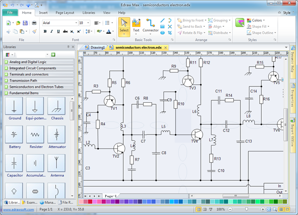 Free electronic circuit diagram/schematic drawing software- | electronic circuit drawing software  