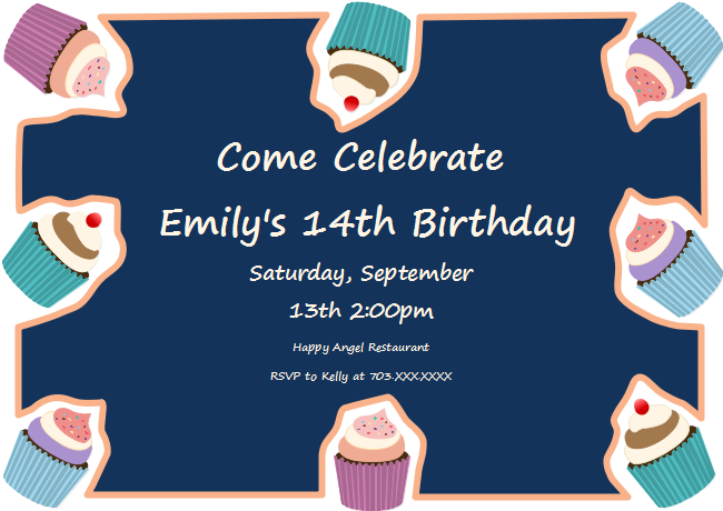 Cupcakes Birthday Invitation Card