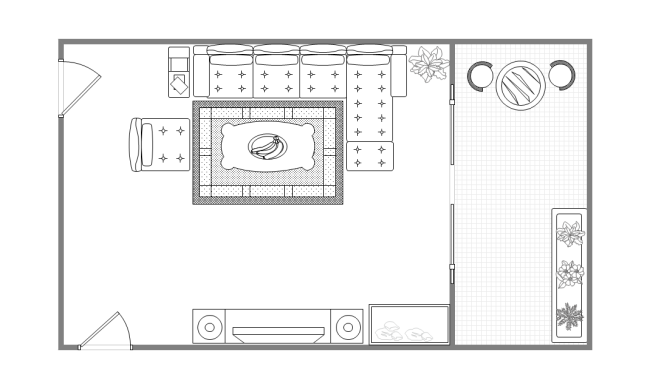 Drawing Room Layout with Balcony | Free Drawing Room Layout with