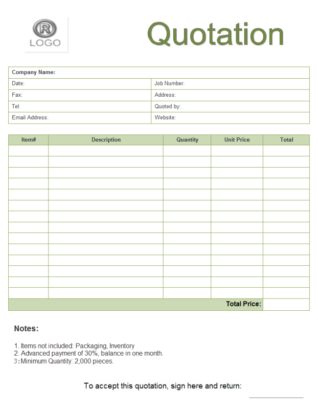 Quote Form Free Quote Form Templates