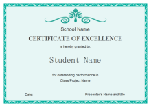 Turquoise Frame Certificate