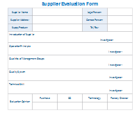 Supplierg Evaluation Form
