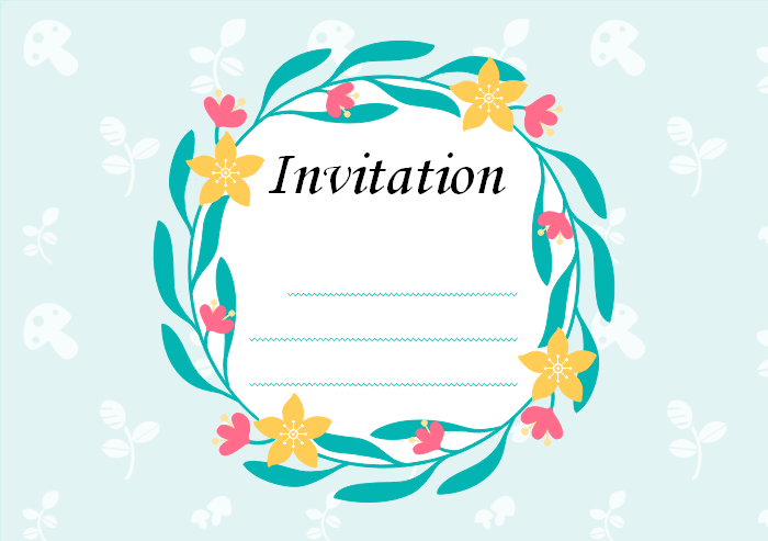 Invitation Card with Leaf Wreath