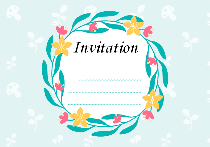 modèle de carte d'invitation avec feuillet