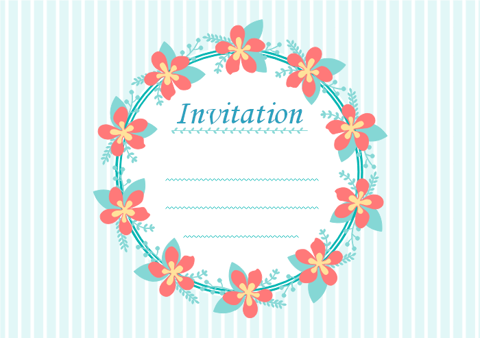 Modèles de carte d'invitation avec couronne de fleurs