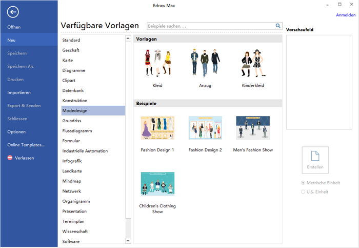 Programm für Modedesign