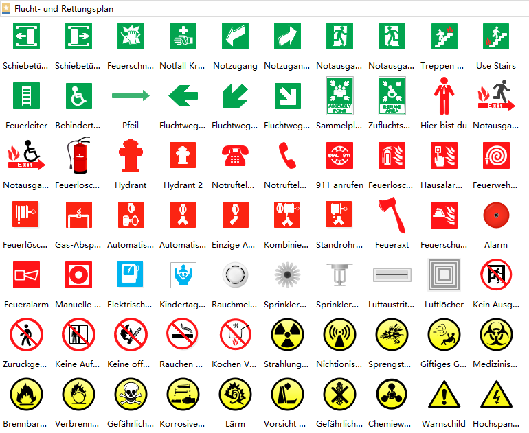 Flucht- und Rettungsplan Symbole