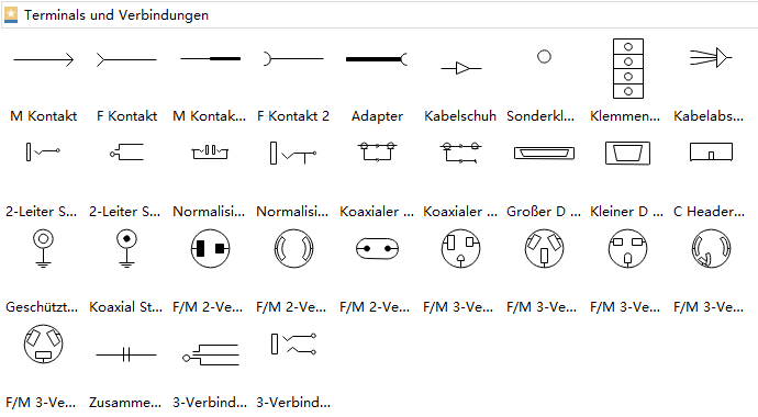 Klemmen und Steckverbinder Symbole