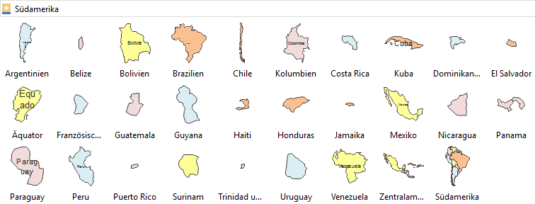 Geographische Karte Symbole - Südamerika