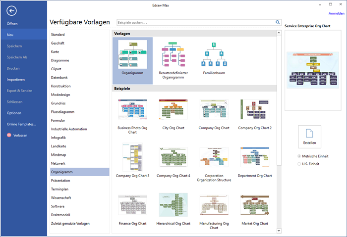 Open Organizational Chart Drawing Page