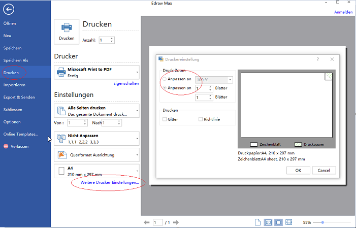 Organigramm drucken