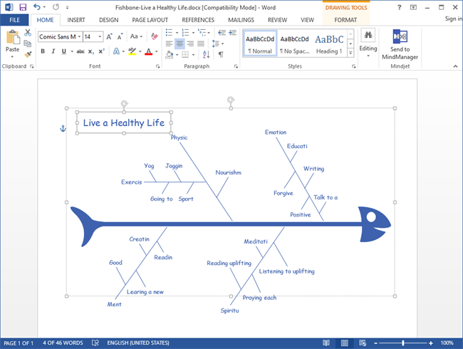 Diagrama de espina de pescado para Word