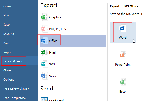 Exportation du plan d'évacuation vers Word