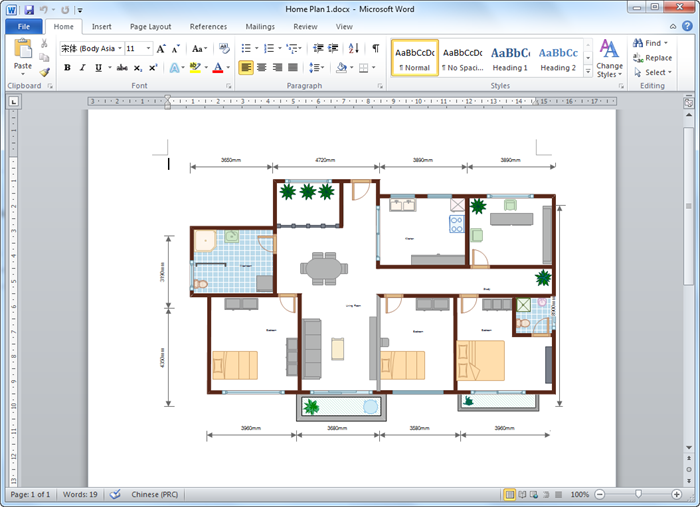 Create Floor Plan Diagram for Word