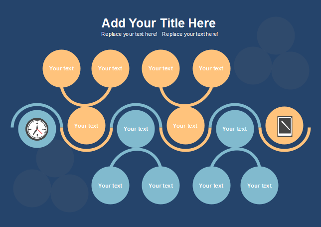 plantilla de diagrama de flujo creativo con dos círculos de colores