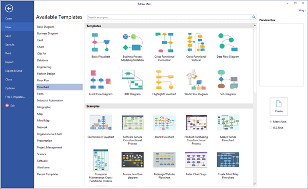 ouvrez un modèle de diagramme de flux