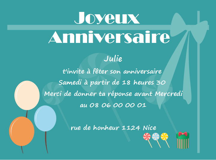 Modeles De Carte D Invitation D Anniversaire Gratuits A Personnaliser