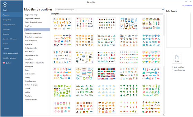 Clipart regroupé dans un logiciel