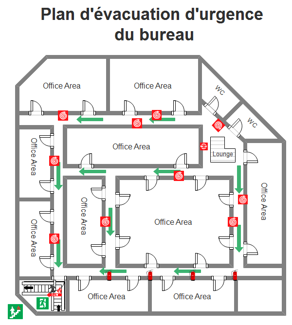 plan d'évacuation d'urgence du bureau