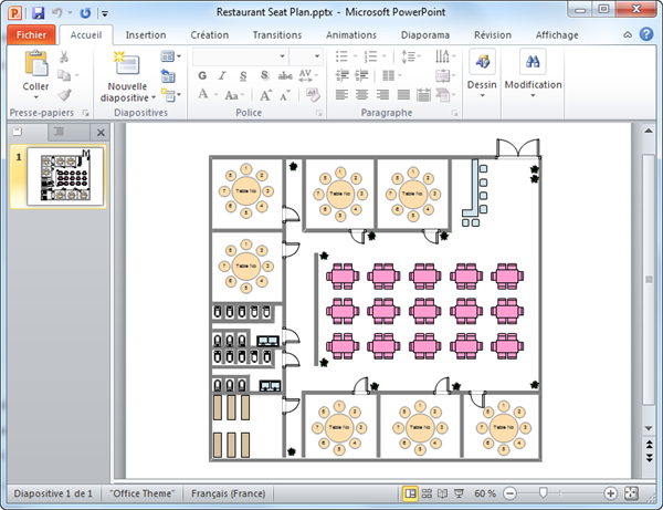 Modèle de plan de salle pour PowerPoint