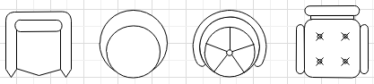 symboles de plan de salle - chaises