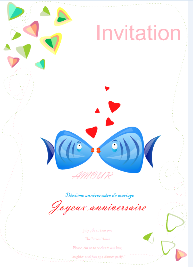 Exemples de carte d'invitation - carte d'invitation d'anniversaire de mariage