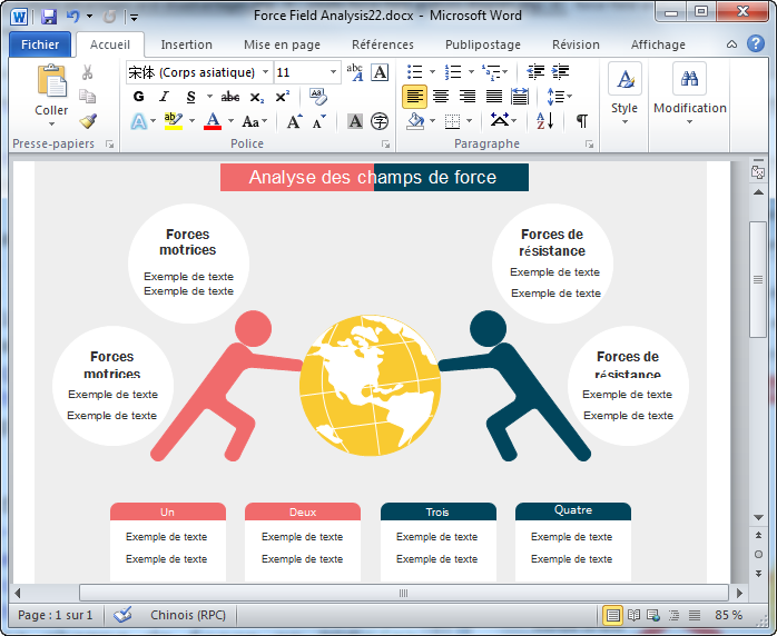 Modèle de l'analyse des champs de force en Word