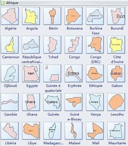 Formes de carte géographique - Afrique
