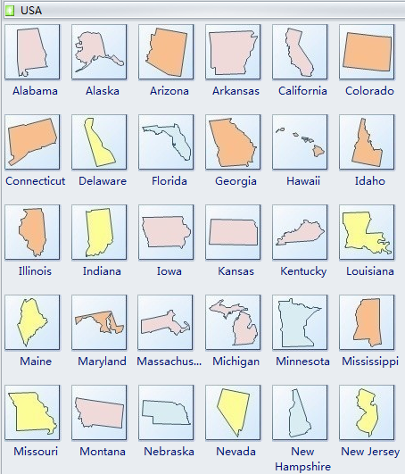 Formes de carte géographique - États-Unis