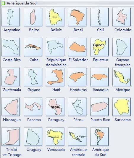 Formes de carte géographique - Amérique