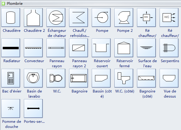 Symboles de plan de plomberie