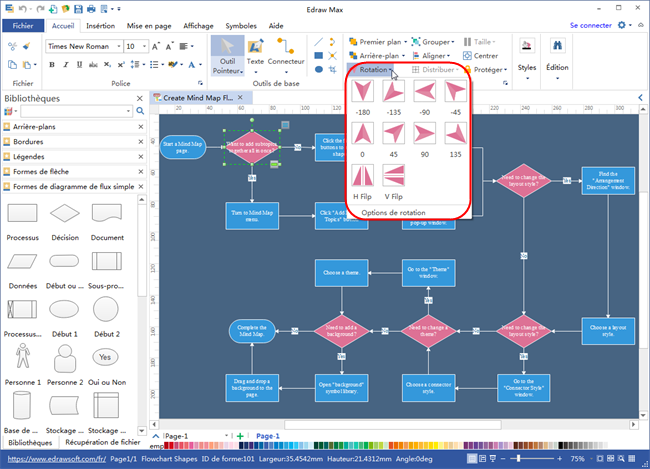 faire pivoter les formes de fichier visio