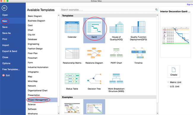 logiciel de dessin de diagramme de projet pour Mac