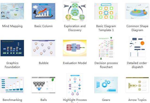 Iconos de ejemplo de diagrama básico