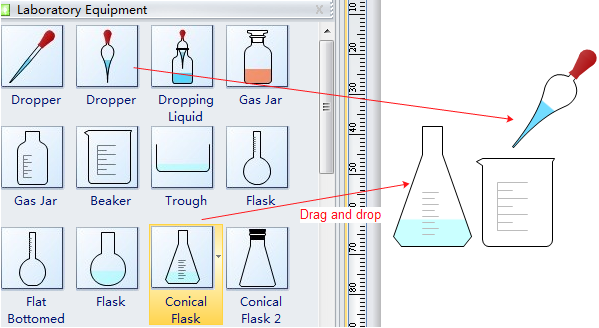 drag laboratory equipment shapes