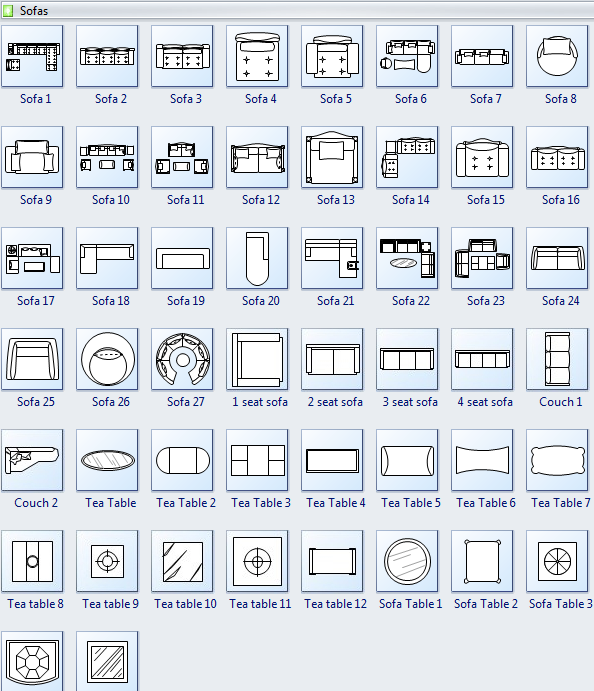 Sofa symbols for floor plan