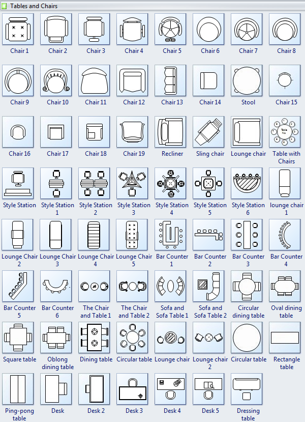 Symbols For Floor Plan Tables And Chairs