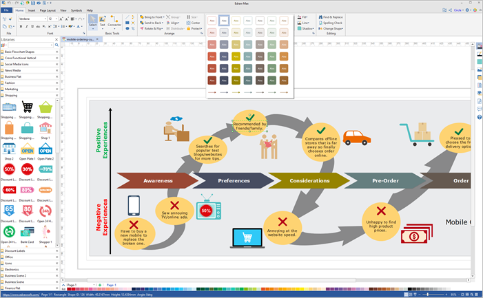 interfaccia software per la mappa di percorso del cliente