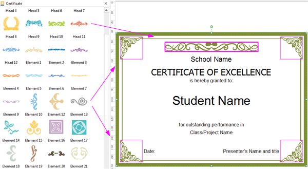 Edit Elements of Certificate Template