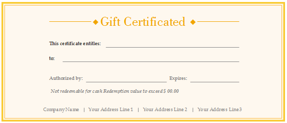 Gift Certificate Simple Yellow