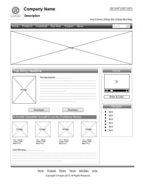 website wireframe