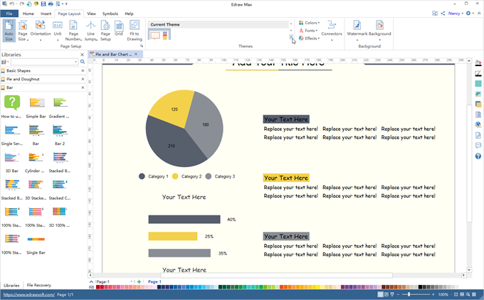 pie chart software interface