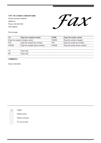 Fax Cover Example- Black Style