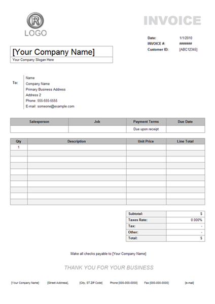 professional invoice template
 Service Invoice Example