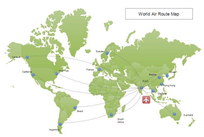 Carte des itinéraires aériens mondiaux