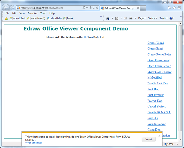 install the Edraw Office Viewer Compnent