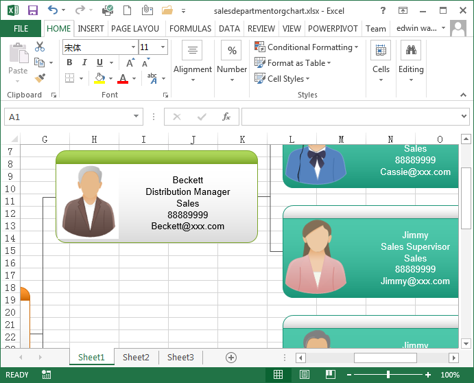 Create Organizational Charts in Excel